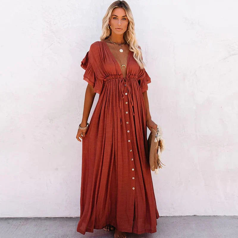 Anna - Ontspannen, comfortabele jurk met een levendige strandlook