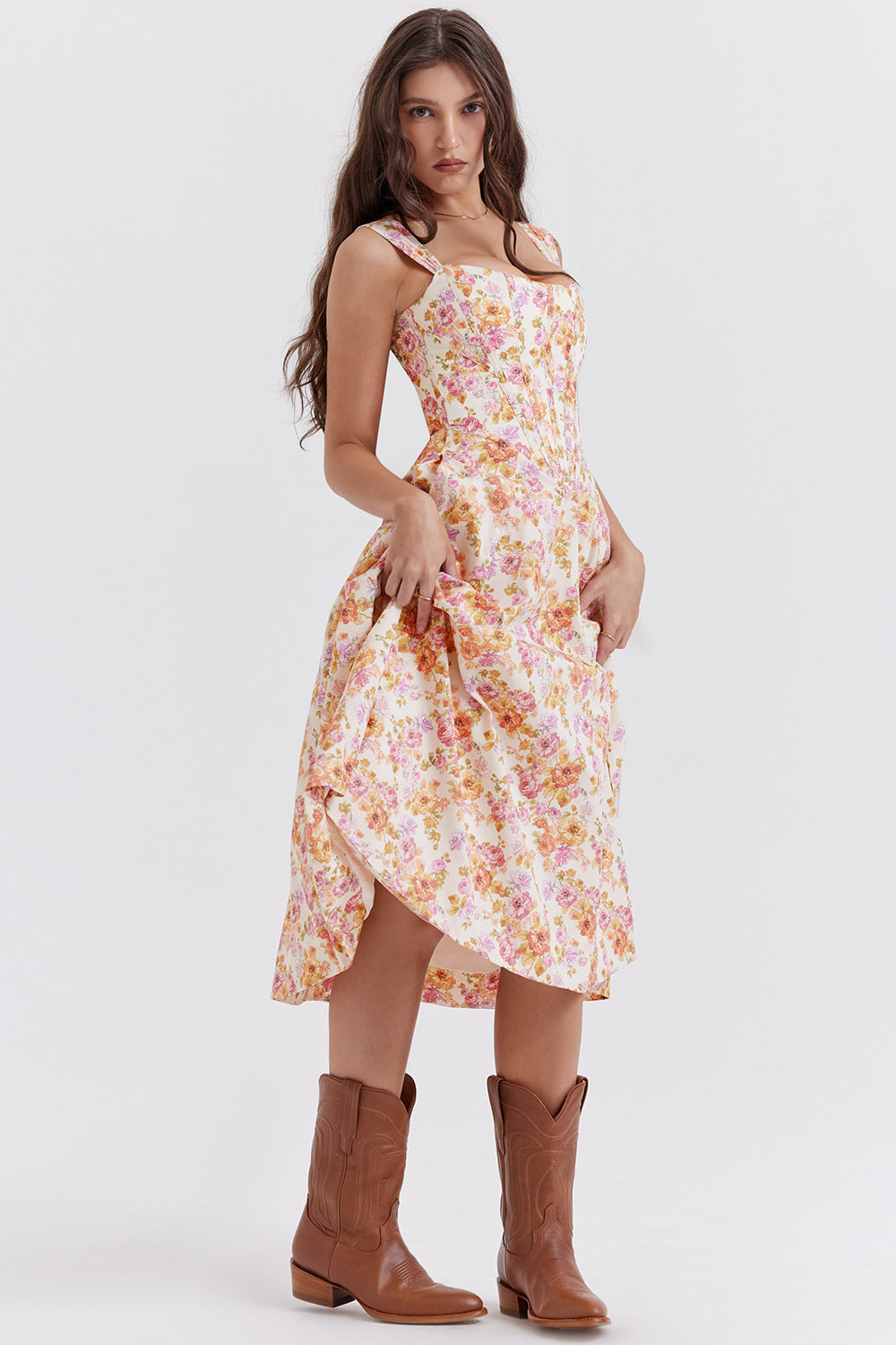 Fleur - Luchtige bloemenjurk met schouderbandjes