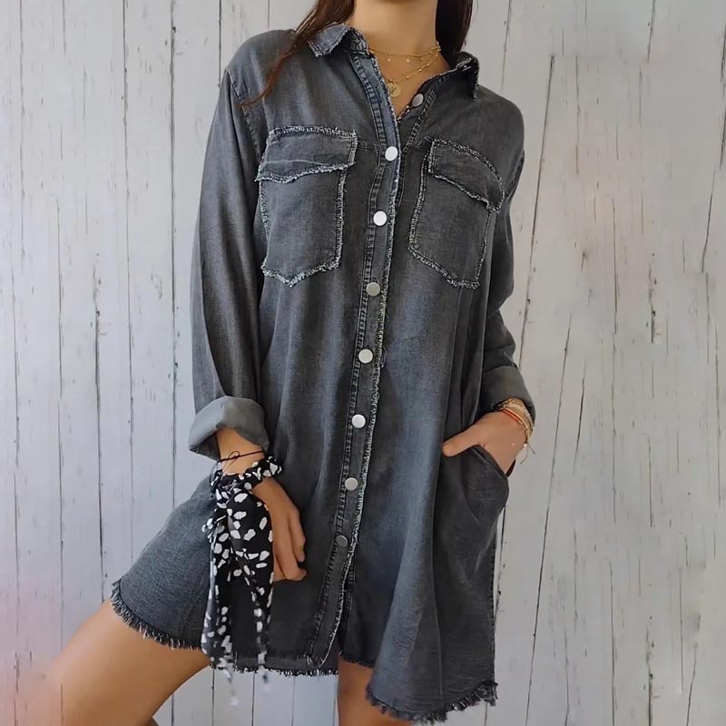 ComfortLapel - Comfortabel Faux Denim Lepal Overhemd