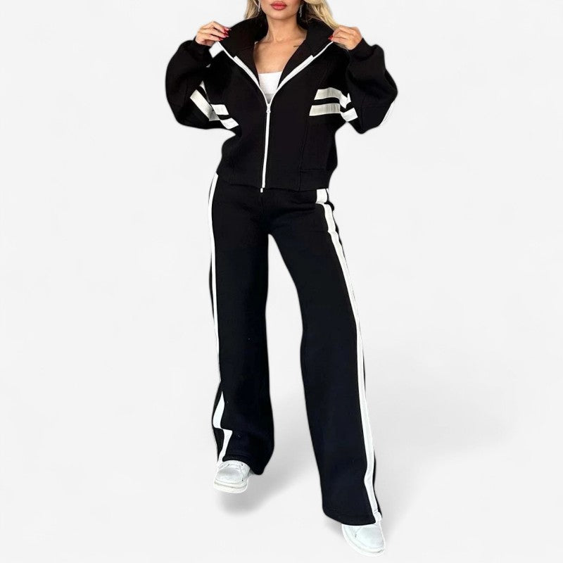 Jessica – Tweedelige Set met Lange Mouwen Jas en Trekkoordbroek