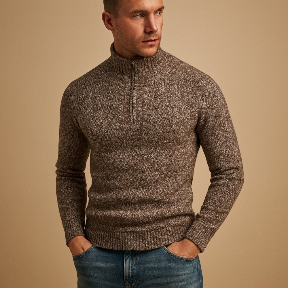Lucas – Half Zip Trui met Geribbelde Details
