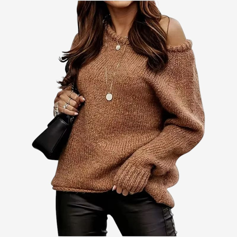 Elizabeth - Trui met Lange Mouwen Geribde Mouwen en Ronde Hals