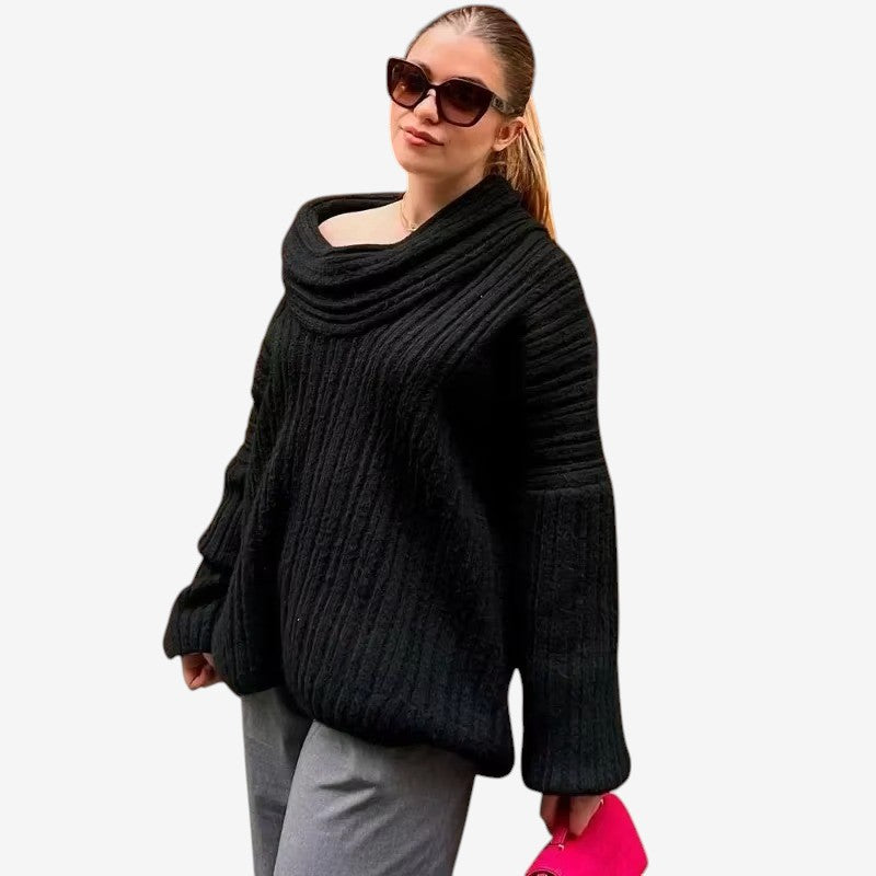 Julie – Oversized Trui met lange mouwen en geribd detail