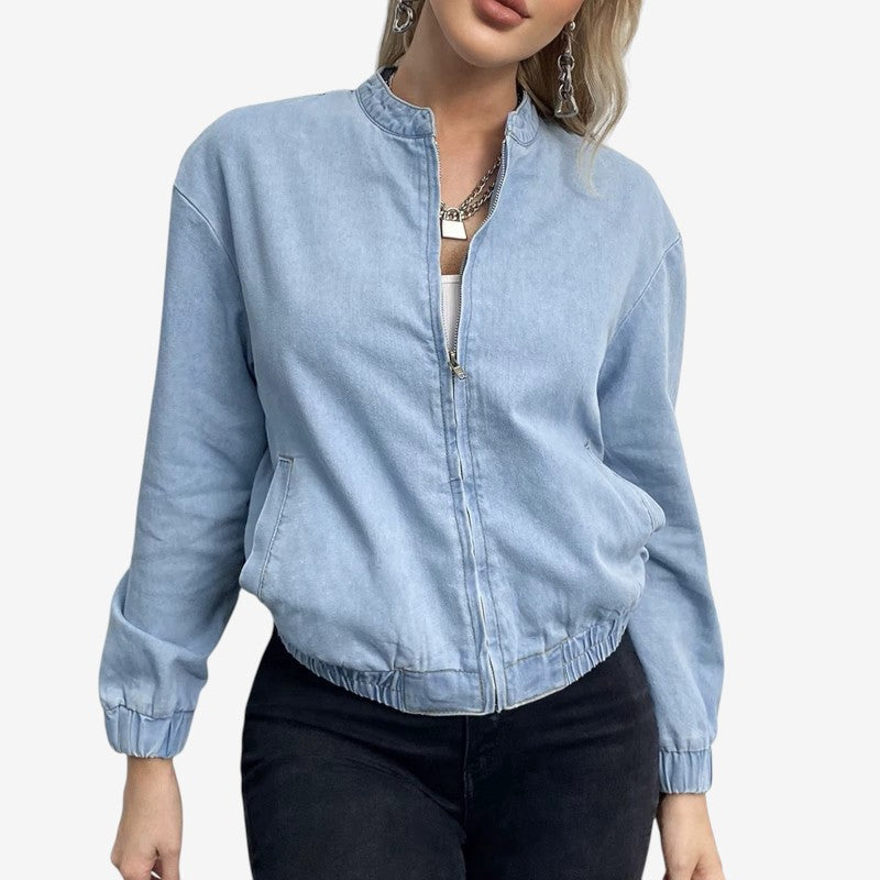 Harmony – Lange Mouw Jas met Rits en Zakdetail