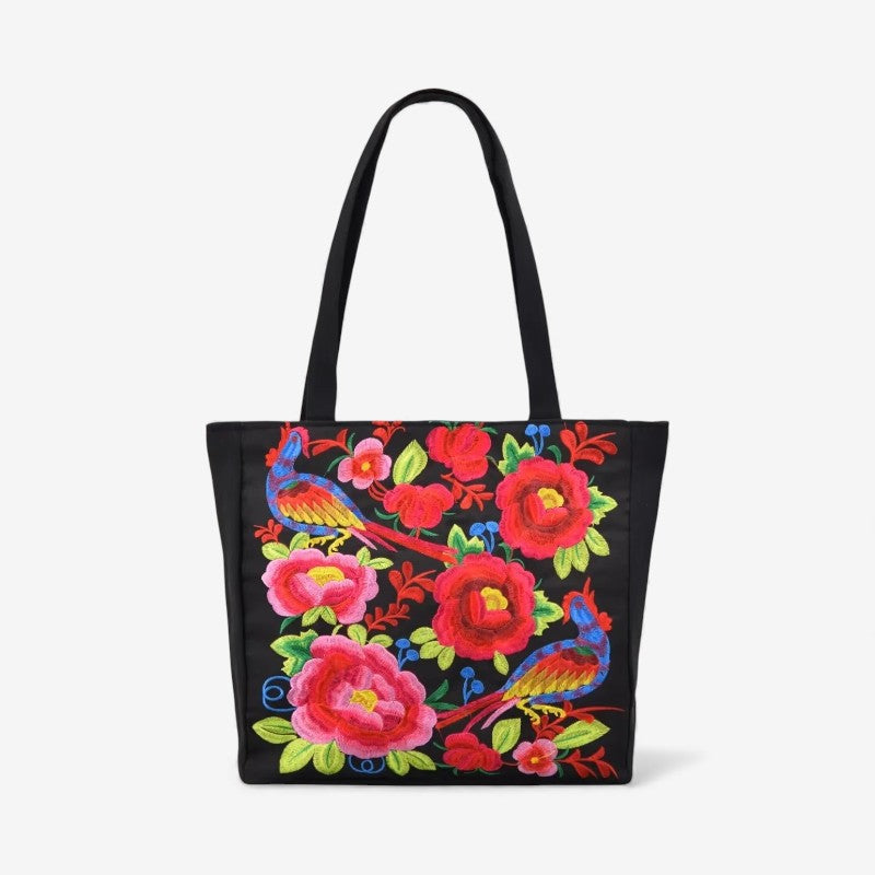 Liesbeth – Tote Bag met Handvatten en Geborduurd Bloemontwerp