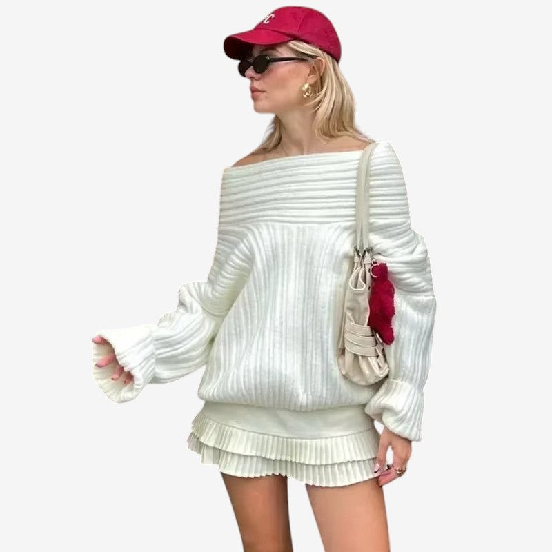 Julie – Oversized Trui met lange mouwen en geribd detail