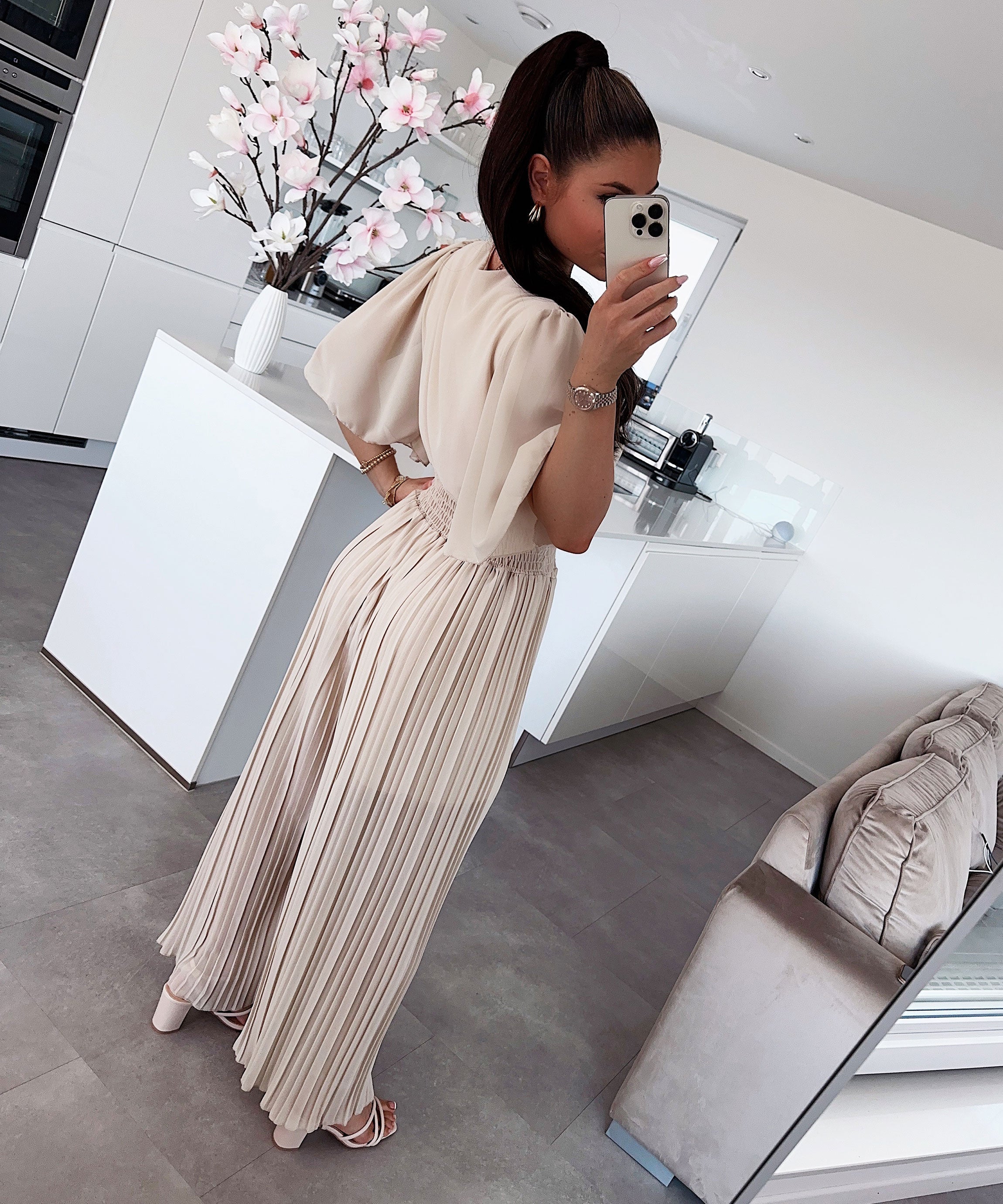 Selena - Elegante geplooide maxi jurk met een flatterende taille