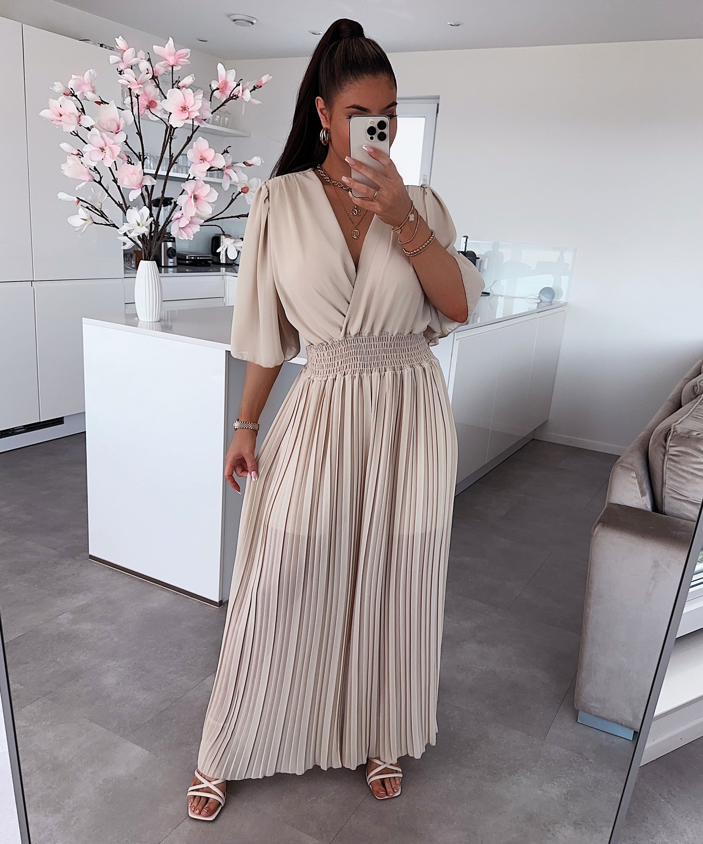 Selena - Elegante geplooide maxi jurk met een flatterende taille