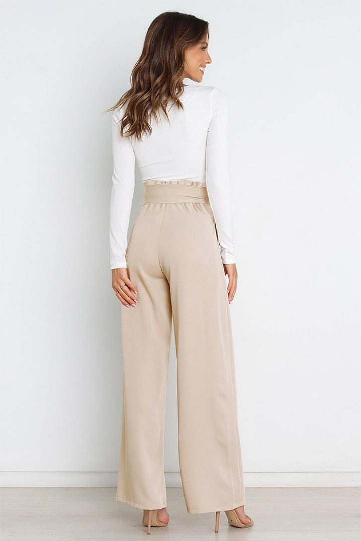 Isabella - Klassieke wijde broek met hoge taille en strikceintuur