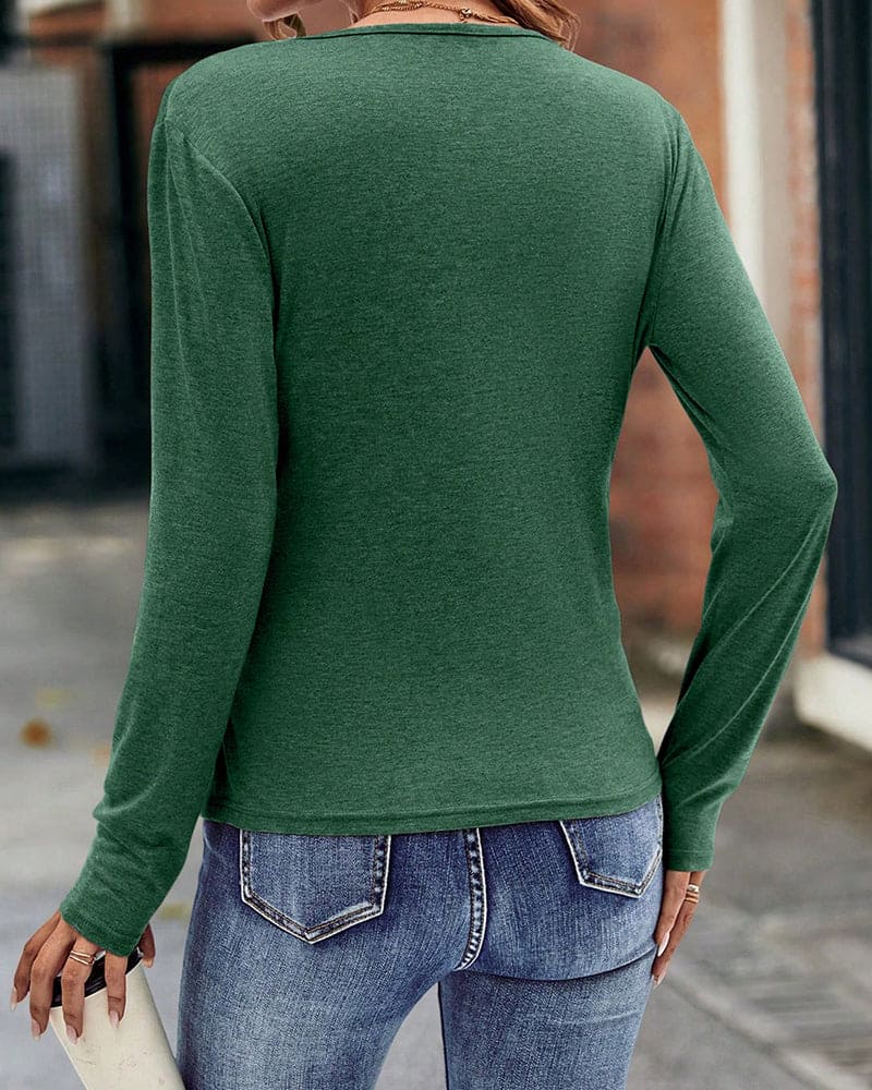 Aimee - Comfortabel v hals shirt met lange mouw