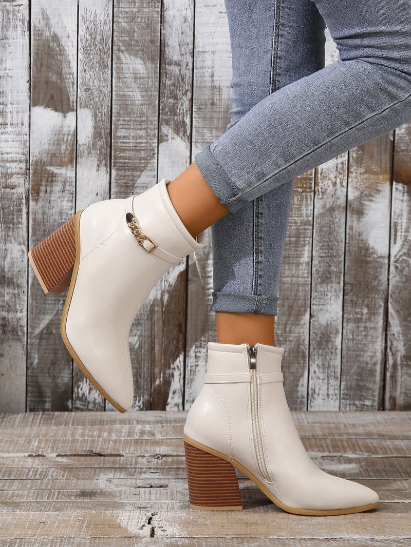 Scarlett - Chic Puntige Teen Enkellaarsjes met Chunky Blokhak