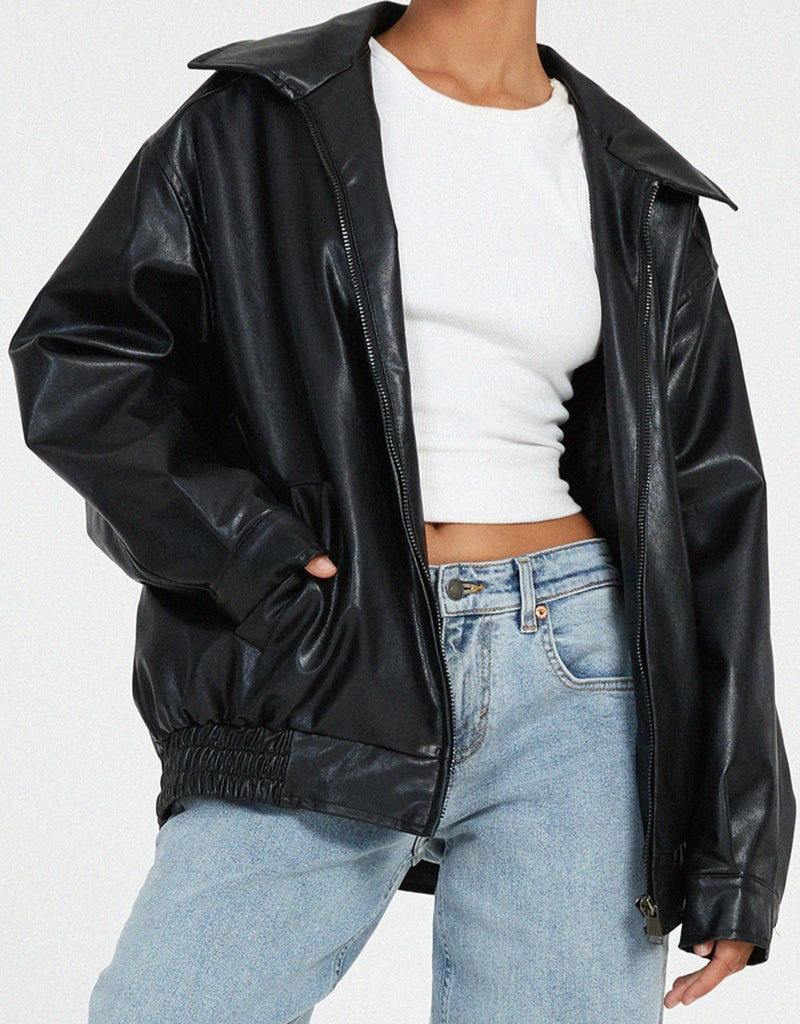 Celestia - Chique oversized jas met rits aan de voorkant