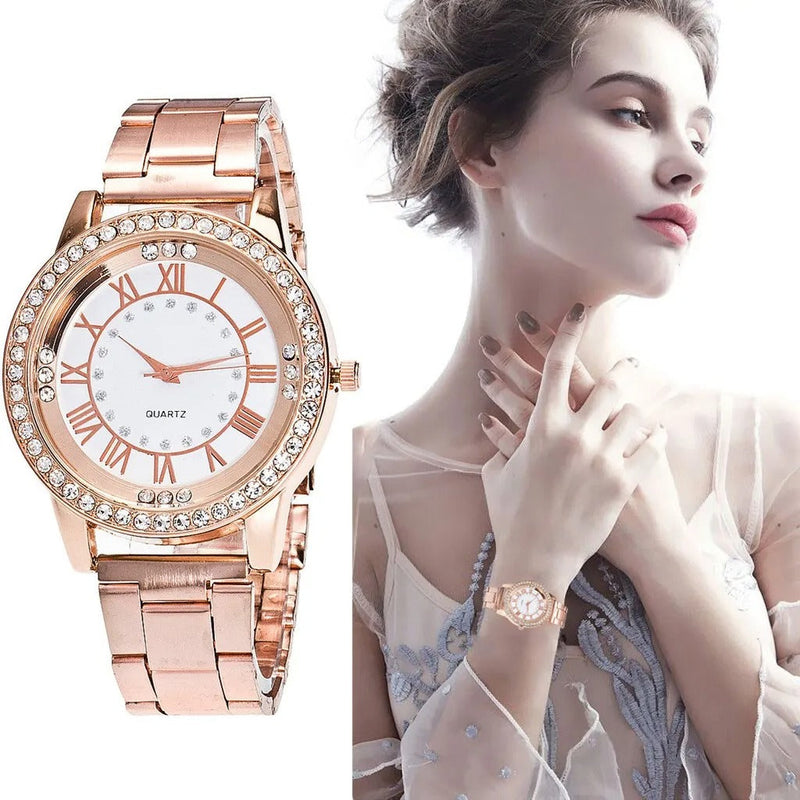 Fiona - Tijdloos elegant horloge met fonkelende diamanten wijzerplaat en verfijnd ontwerp