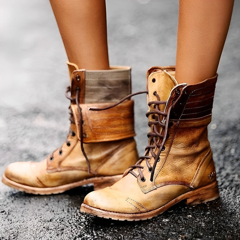 Evelyn - Veterschoenen enkellaarsjes met verstelbare bandjes