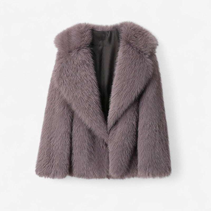 Ashley - Lange Mouwen Jas met Zijzakken en Open Voorkant