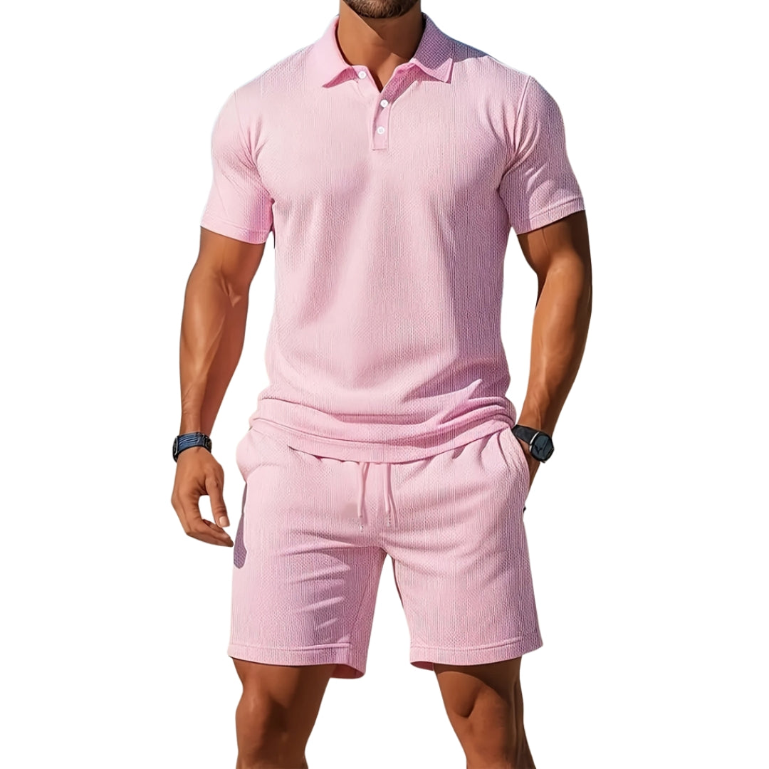 Leo - Set met Poloshirt met Korte Mouwen en Short met Verstelbare Taille