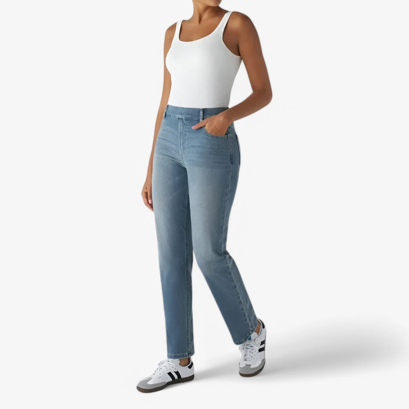 Eva - Elegante broek Met hoge taille en geplooide voorkant