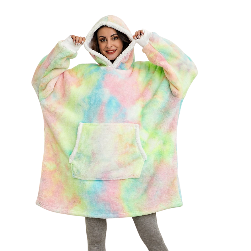 Sophie – Oversized Deken met Capuchon, Lange Mouwen en Zakken