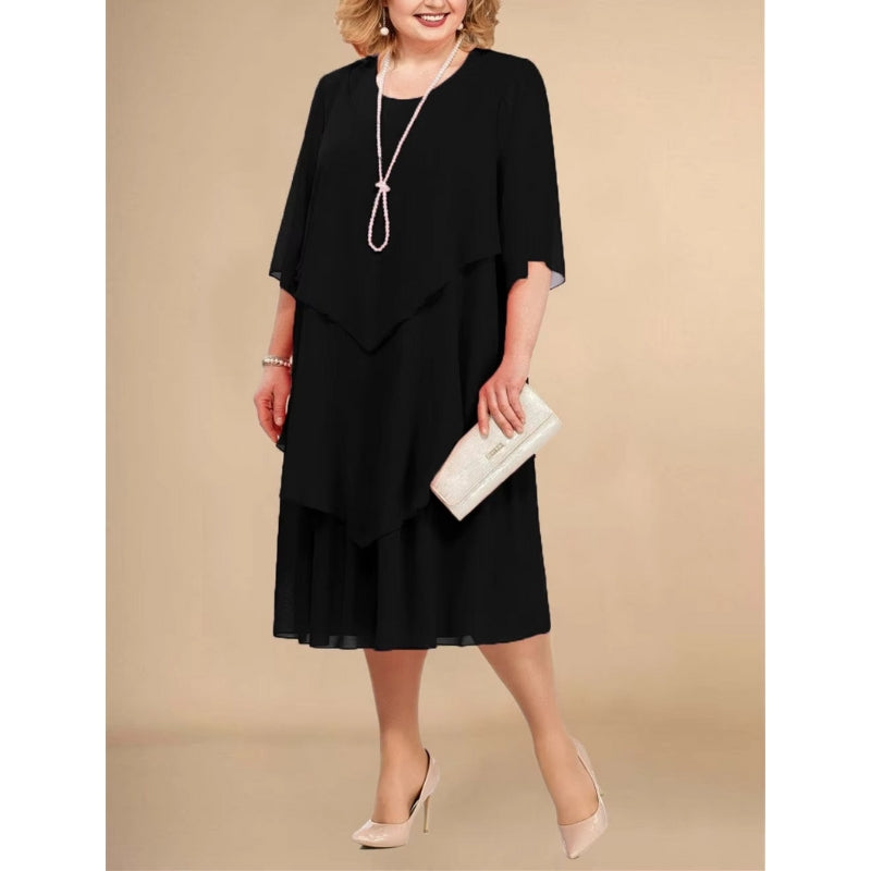 Hazel - Chiffon jurk met ronde hals en modern design