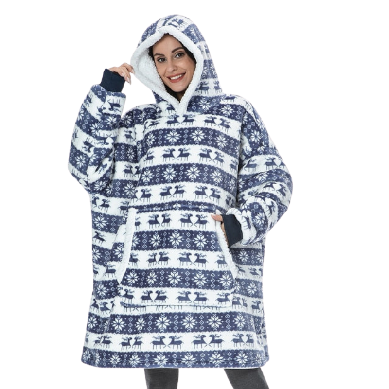 Sophie – Oversized Deken met Capuchon, Lange Mouwen en Zakken