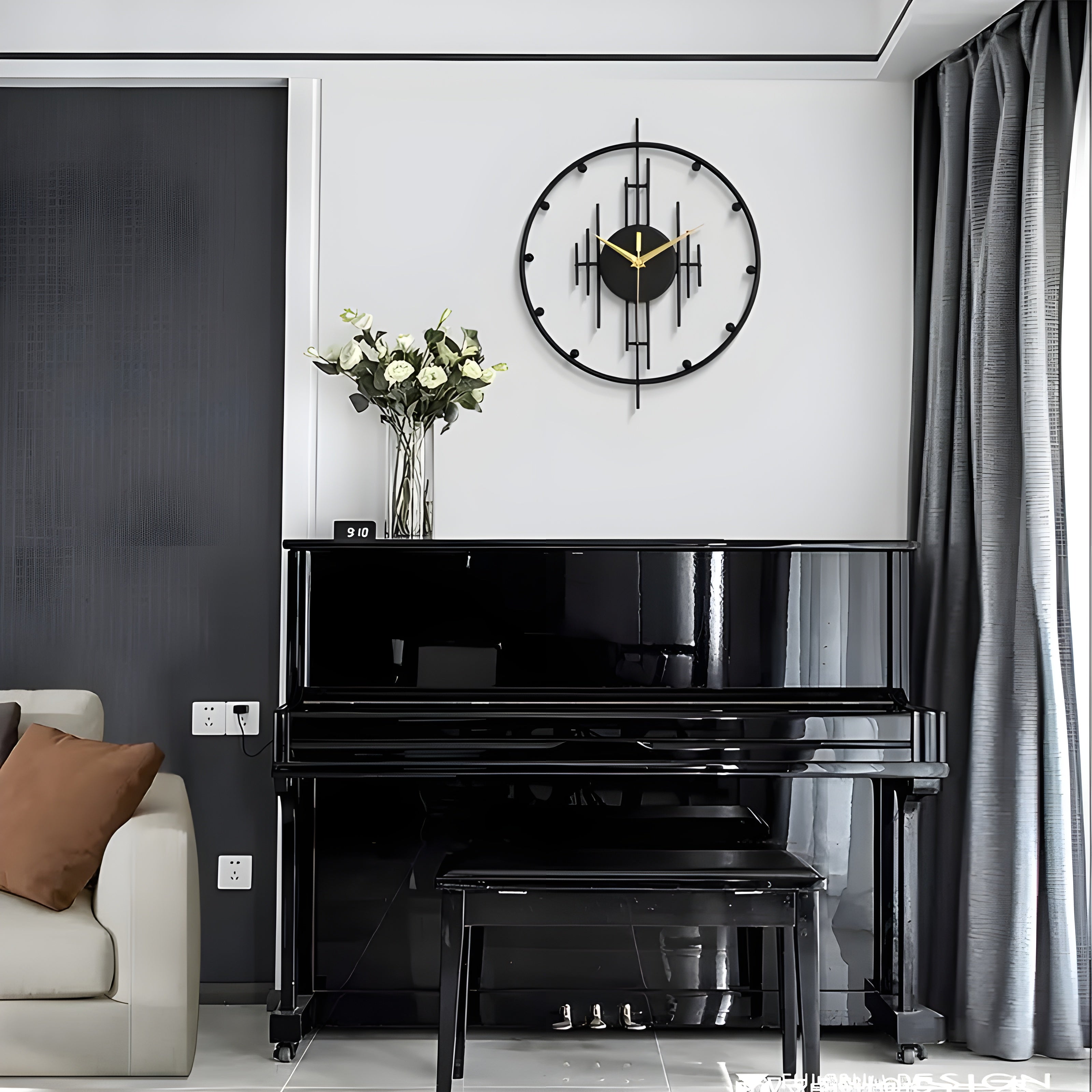 TimeNest - Stille wandklok met glad rond frame en stil tikken voor moderne interieurs