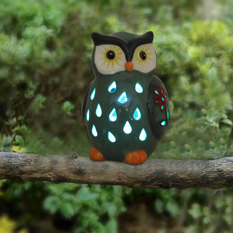 SolarOwl - Keramische Solar Tuinlamp met Dimbare LED