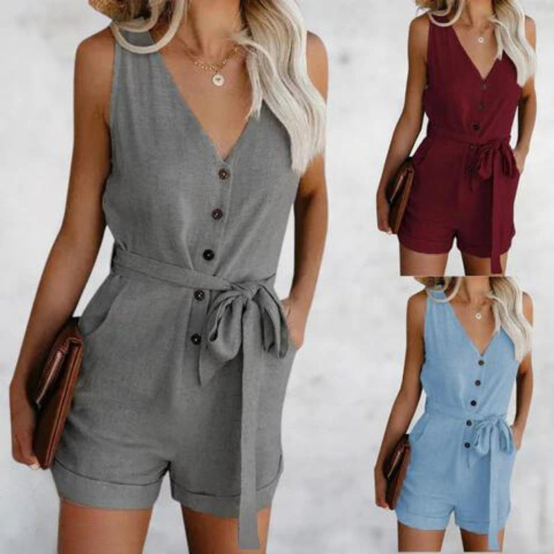 Lena - Chique Button-Up Romper met een flatterende tailleband