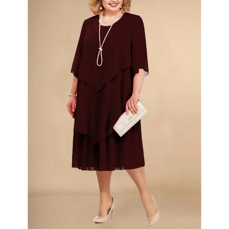 Hazel - Chiffon jurk met ronde hals en modern design