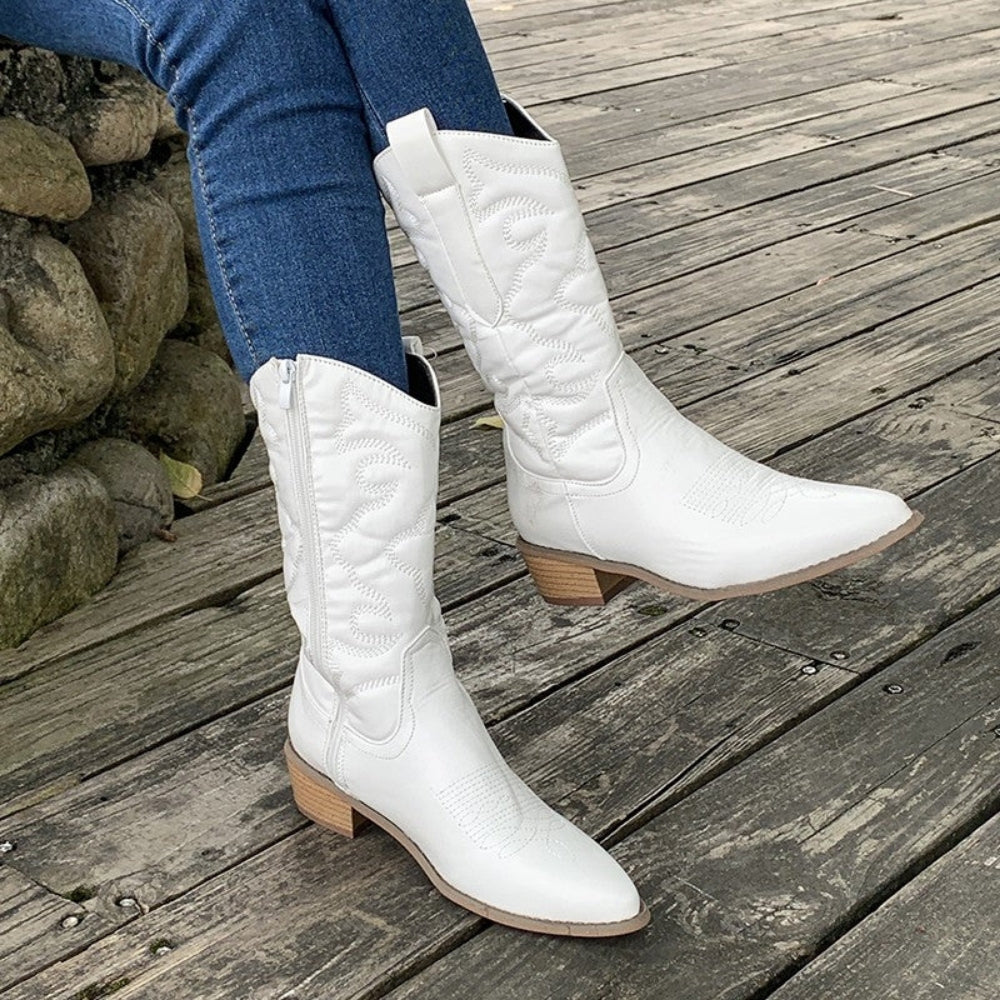 Bella – Stijlvolle cowboylaarzen met zijrits en gestructureerde zool