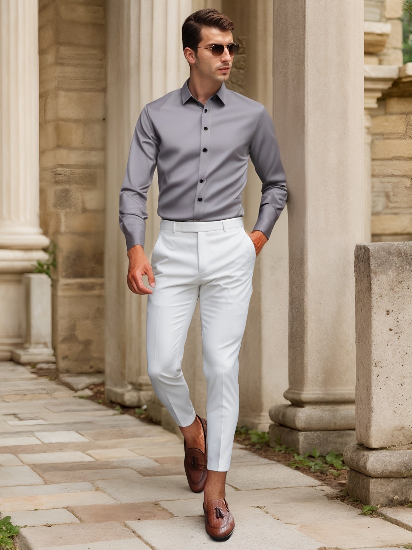 Luca - Slim Fit Overhemd met Gestreepte Kraag