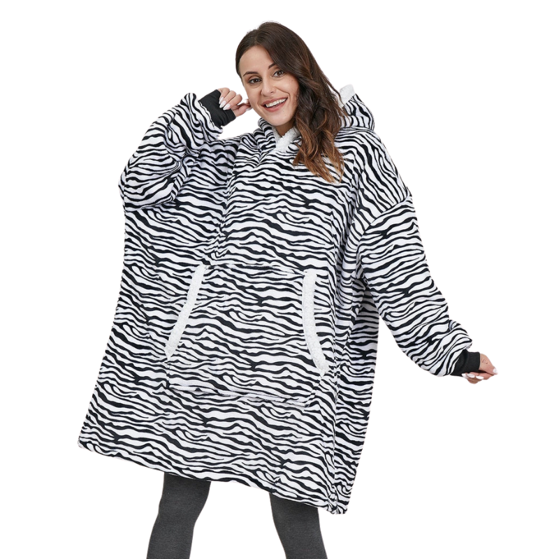 Sophie – Oversized Deken met Capuchon, Lange Mouwen en Zakken