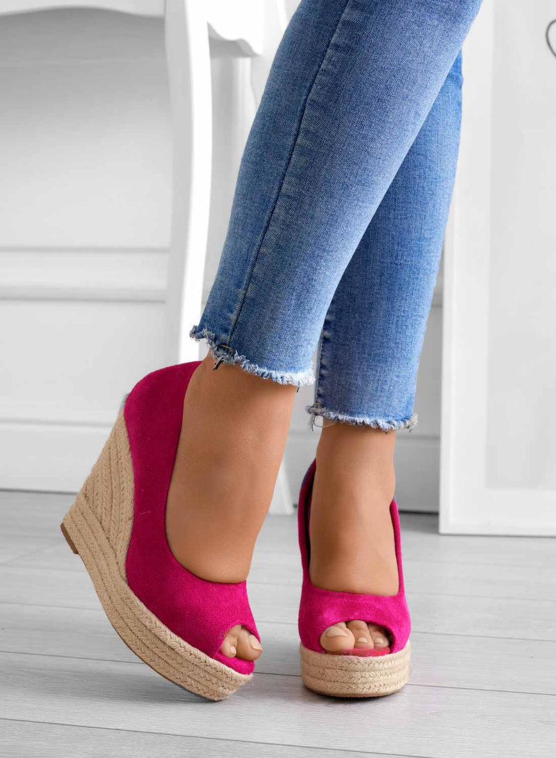 Delilah – Talons compensés élégants à bout ouvert et plateforme tissée