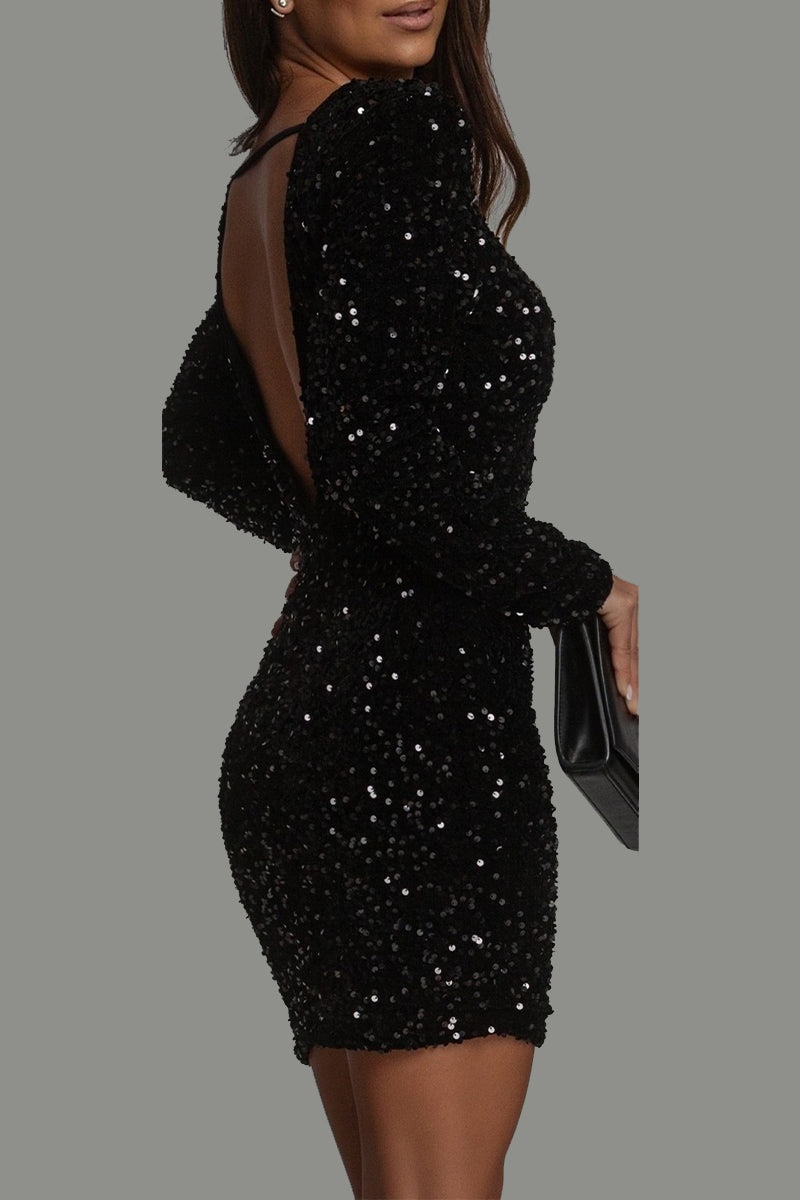 Nova - Chique glitter feestjurk met rugloos design