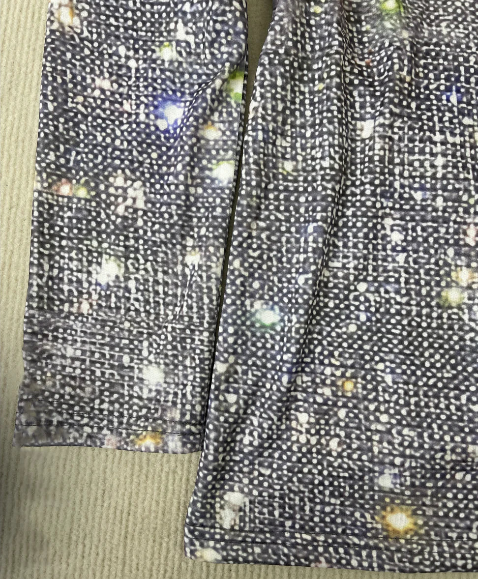 Ella - Top met zilveren metallic print voor de feestdagen