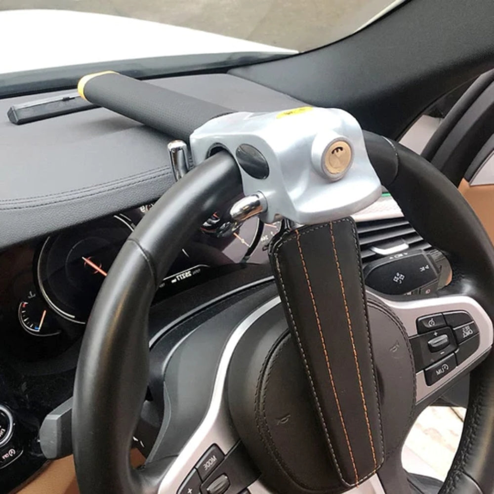 LockShield – Drievoudige autobeveiligingsstang met sabotagewaarschuwing en stuurwielbescherming