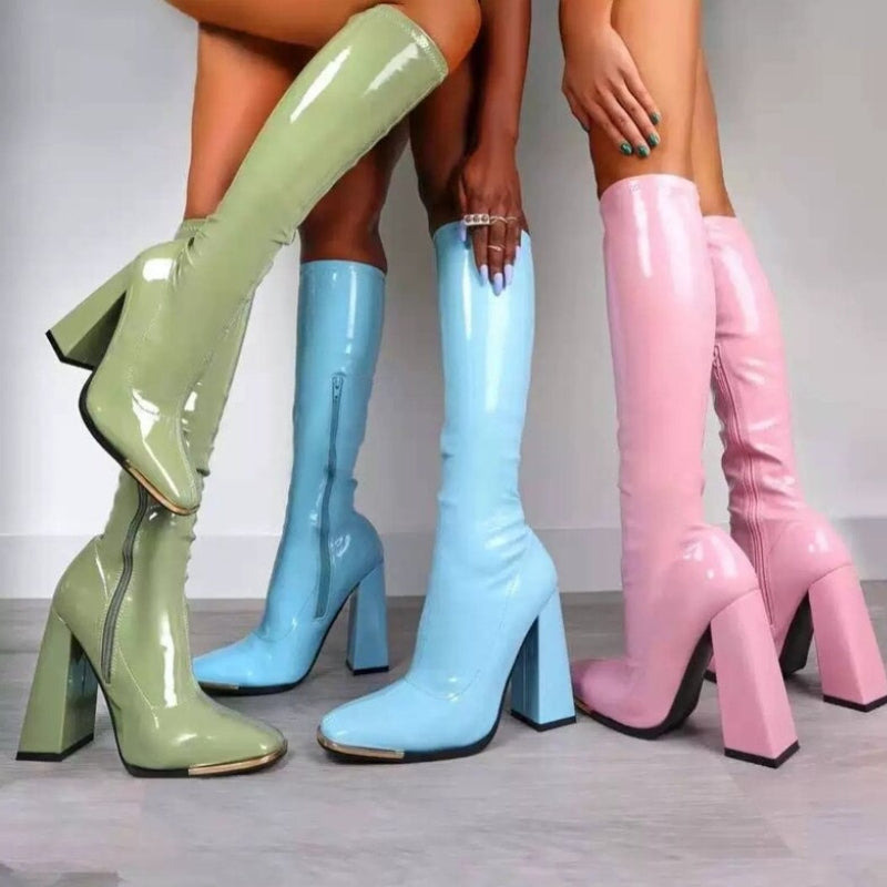 Brittany - Kniehoge Laarzen met Zijrits en Hoge Hakken