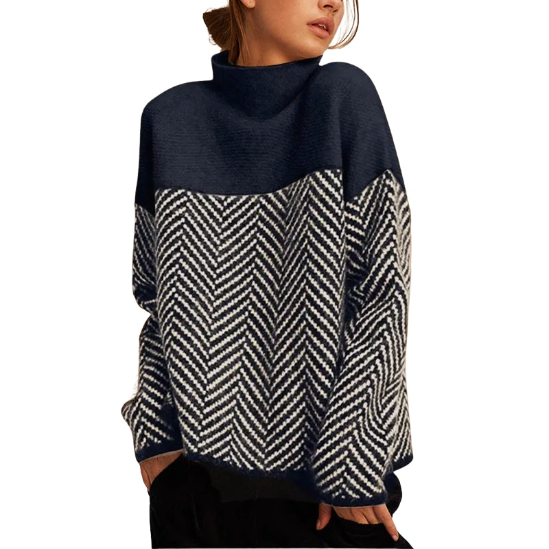 Charlotte – Oversized Trui met Hoge Kraag en Lange Mouwen