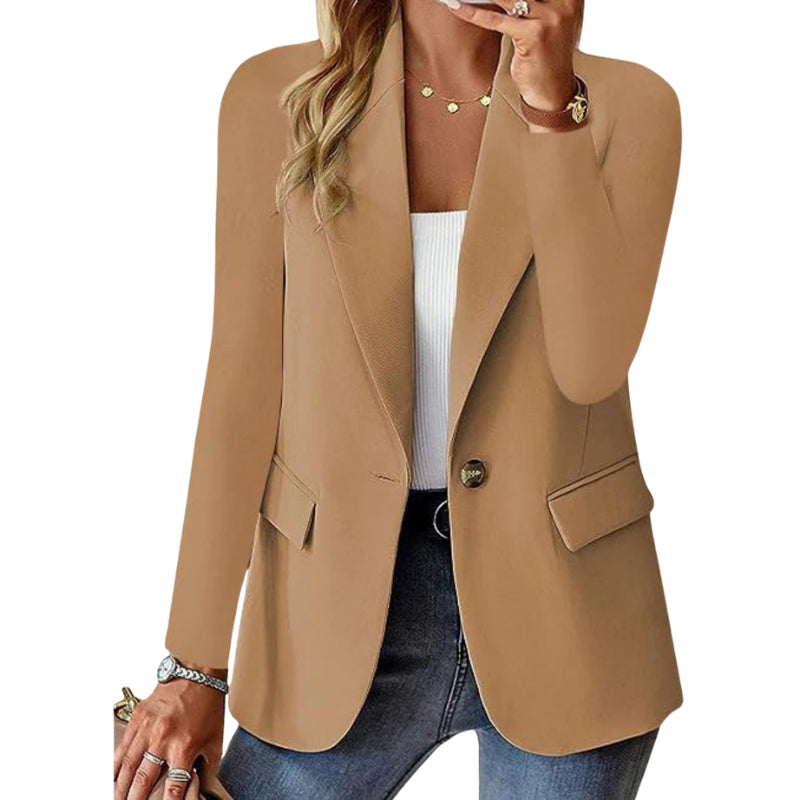 Shirley – Moderne Enkele Knop Blazer met Functionele Zakjes