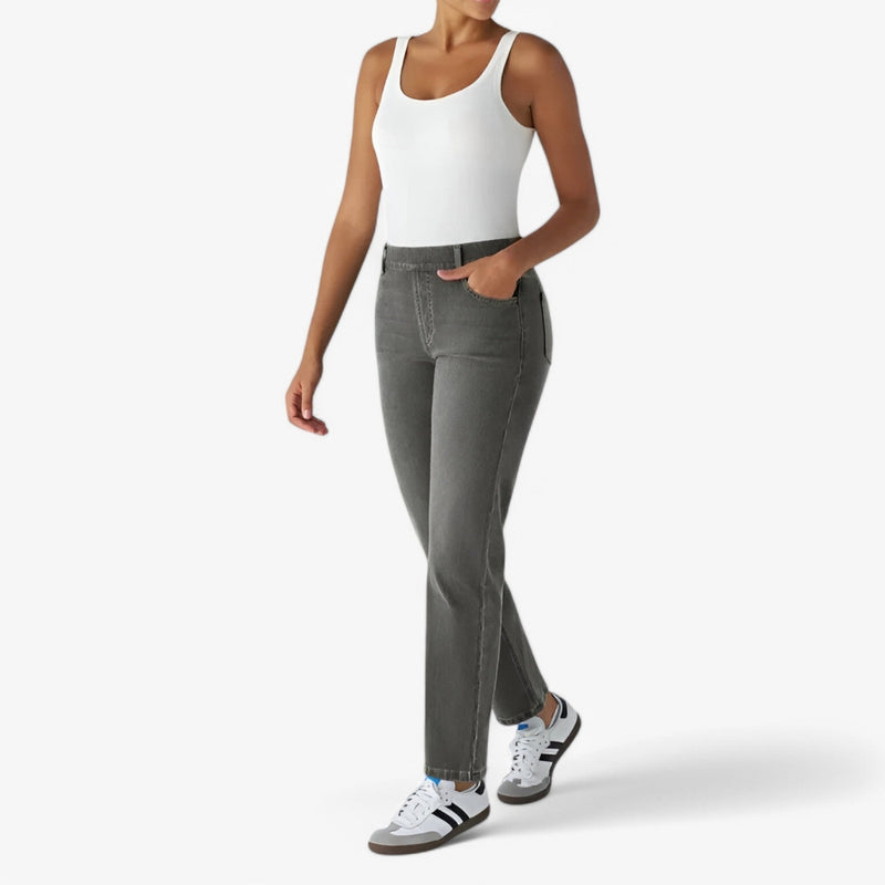 Eva - Elegante broek Met hoge taille en geplooide voorkant