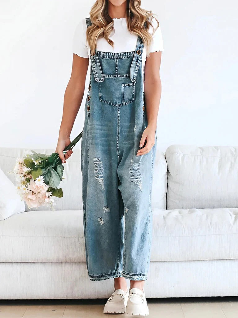 Leina - Stijlvolle losse jumpsuit met verstelbare bandjes en trendy accenten