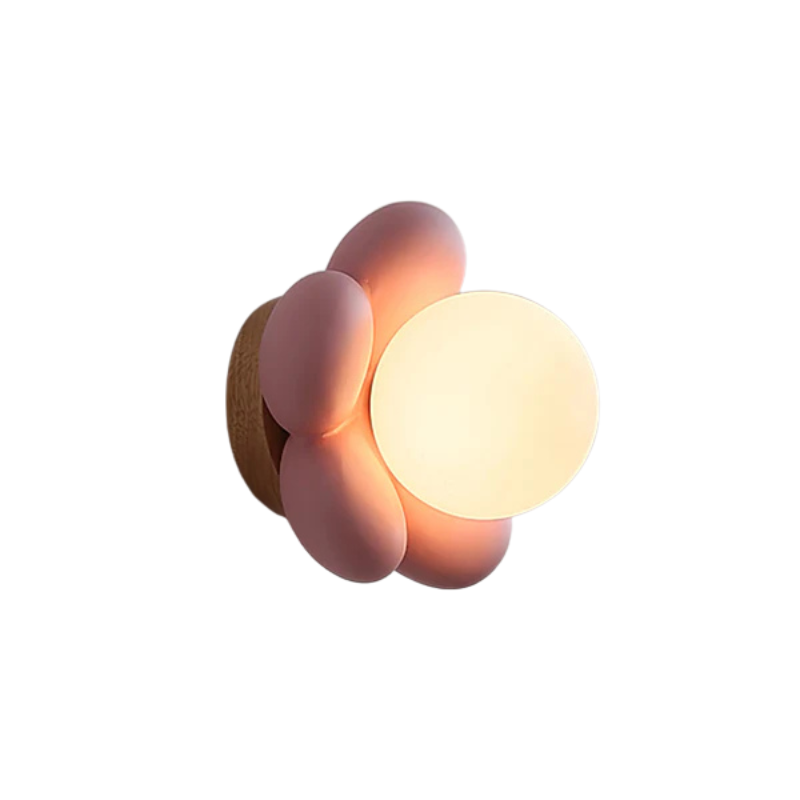 OakGlow – Houten wandlamp met glazen kap en harsafwerking