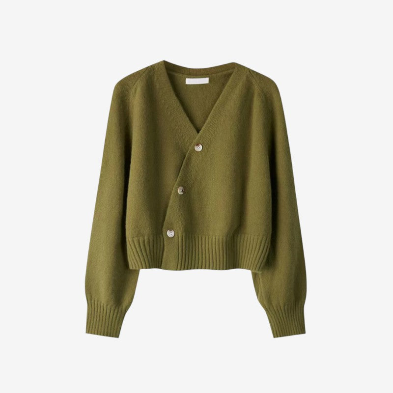 Amelia – Lange Mouw Cardigan met V Hals en Knopen