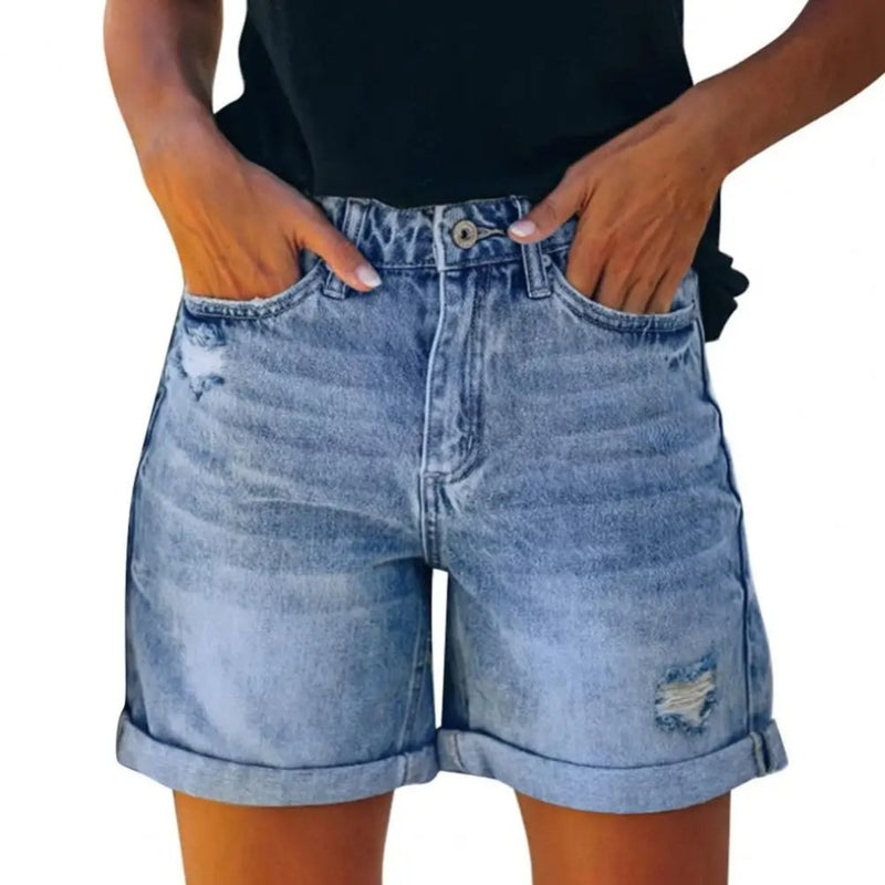 Emily – Elegante korte broek met hoge taille met getailleerde snit en een praktisch zakontwerp