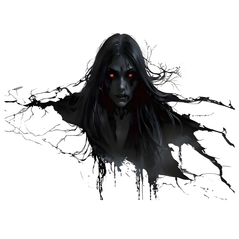 NightFright – 3D-demon muurdecoratie met zwart haar en rode ogen