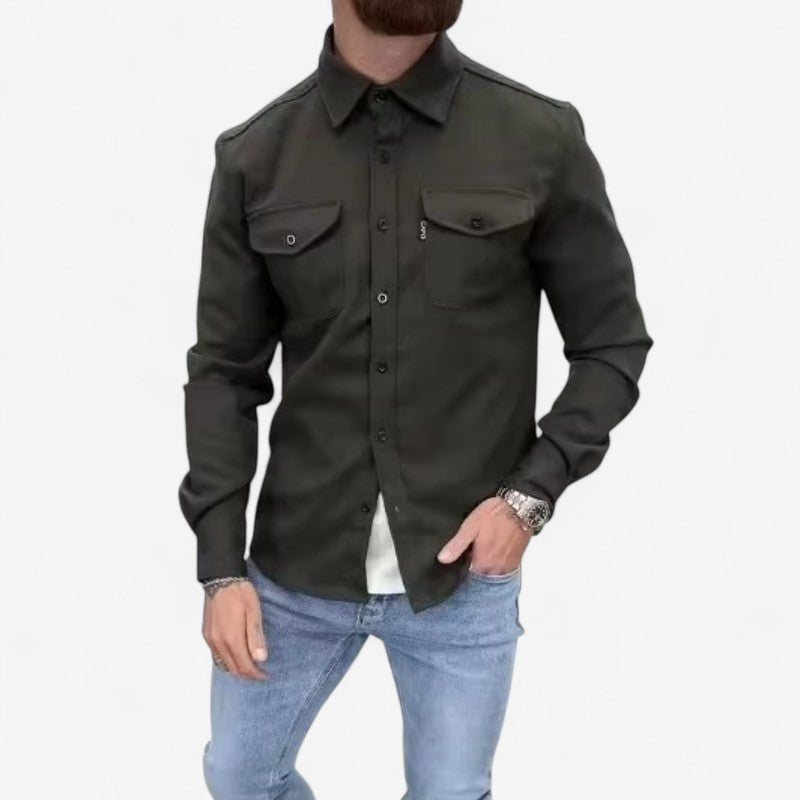 Mark – Lange Mouw Overhemd met Kraag naar beneden en Knopen
