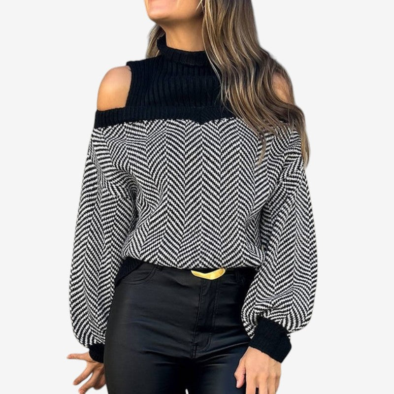 Allison - Lange Mouw Trui met Ronde Hals en Geribde Mouwen