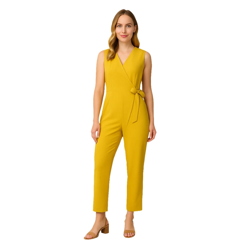 Phoebe – Mouwloze overslag jumpsuit met tailleceintuur