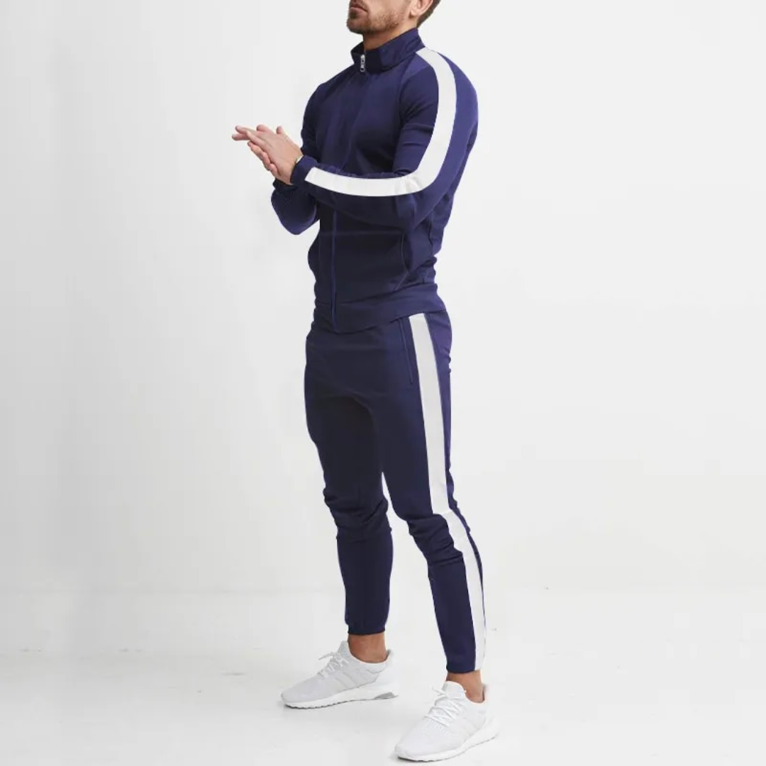 Steave - Atletisch trainingspak met ritsjack en taps toelopende broek