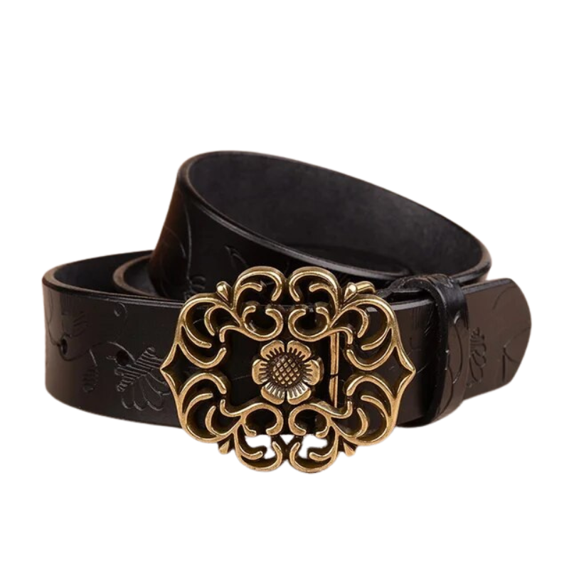 Eliana - Zonnebloemprint riem met vintage gesp