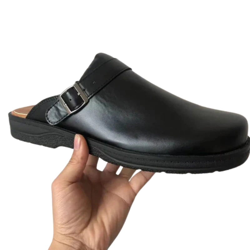 Ethan – Gesloten Slip-On PU Slippers met Verstelbare Gesp en Rubberen Zool